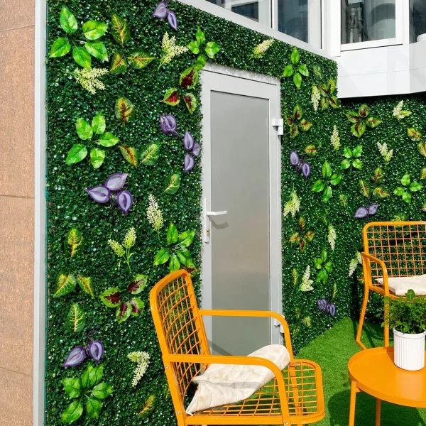 Jardín Vertical X5 Muro Artificial Flores Deco Hogar 40x60 Verde