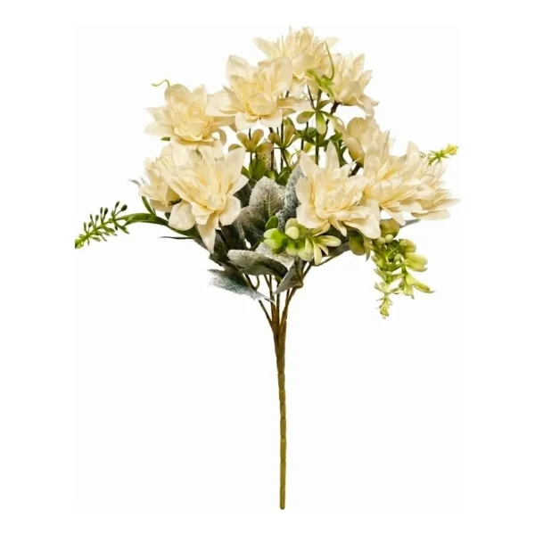 Ramo De Flores Artificiales Dalia 30cm Deco Hogar Pack X3 Crema