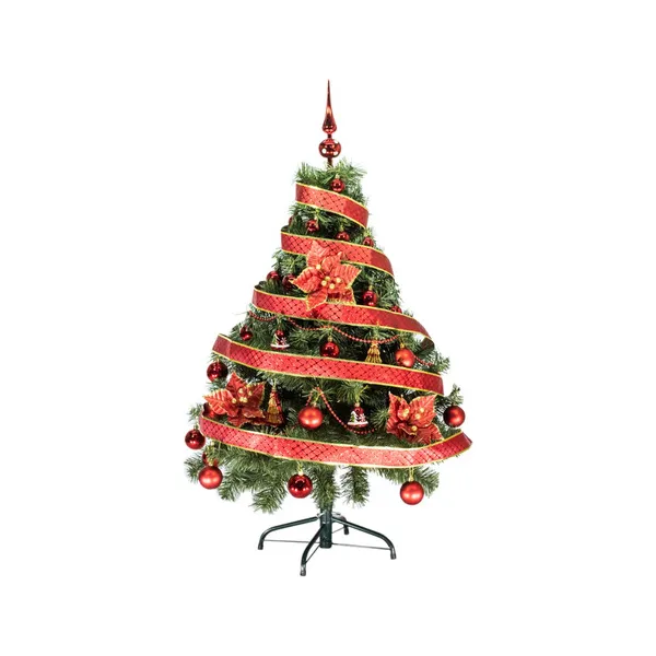 Arbol Navidad Tronador De Lujo 1,20mts + Kit 30 Adornos Rojo
