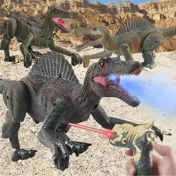 Dinosaurio Control Remoto Luces Sonidos Marron Claro
