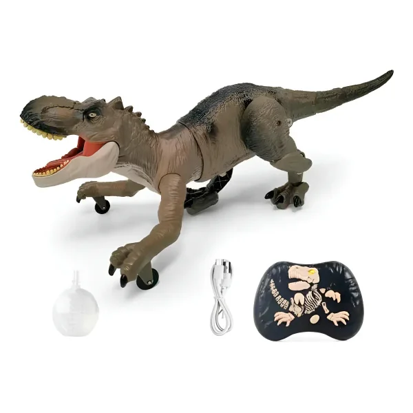 Dinosaurio Control Remoto Luces Sonidos Marron Claro