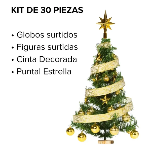Árbol Navidad Fabesa 80cm Verde Mini Pino Deco Incluye 30 Adornos