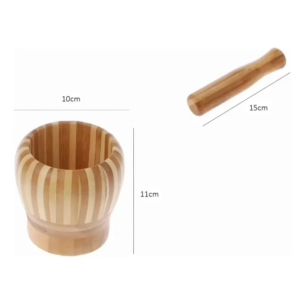 Mortero De Madera Para Moler Con Pilón Moledor Machacador Marrón