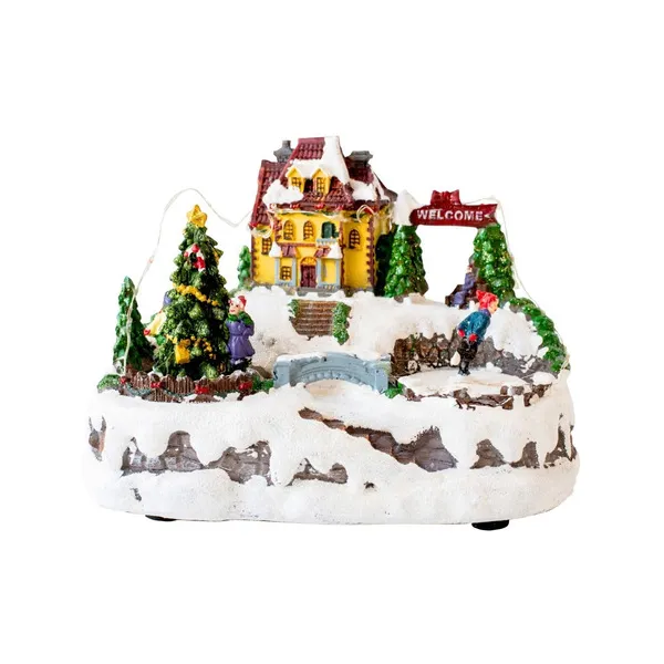 Adorno Navidad Escena Dickens Con Luz Sonido Y Movimiento