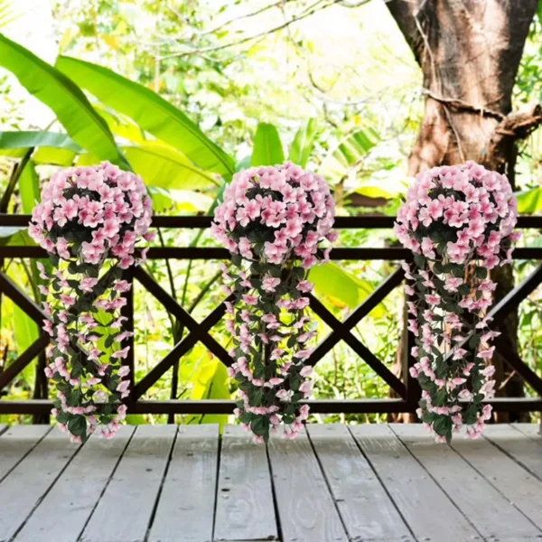 Ramo Flor Colgante Planta Jardin Artificial Enredadera X4u Rosa