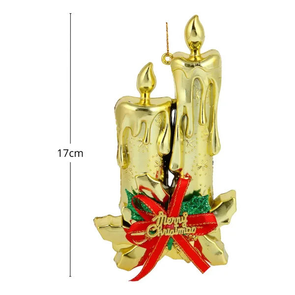 Adorno Navidad Colgante Navideño Con Velas Y Moño 17cm Colgante