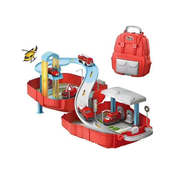 Juguete Mochila Pista De Autos Policía Bombero Construcción