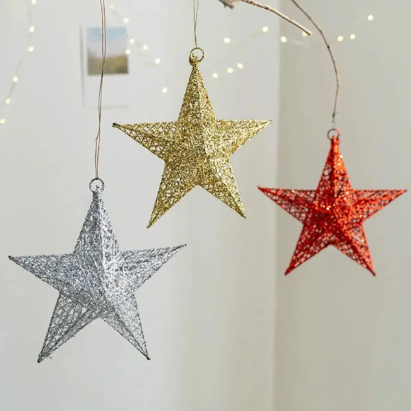 Adorno Navideño Estrella Colgante 30cm Decoración Navidad Oro Estrella Colgante