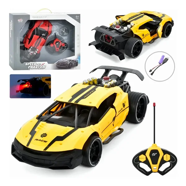 Auto Deportivo A Radio Control Remoto Con Efecto Humo Y Luz