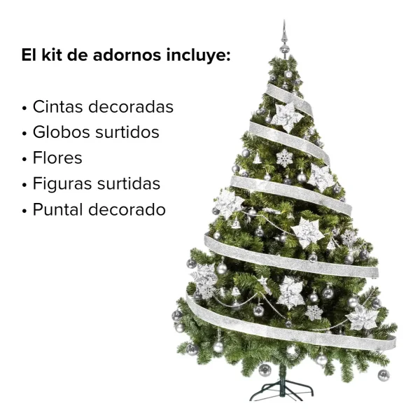Arbol De Navidad Tronador Lujo 2,10mts Con Adornos Kit X60