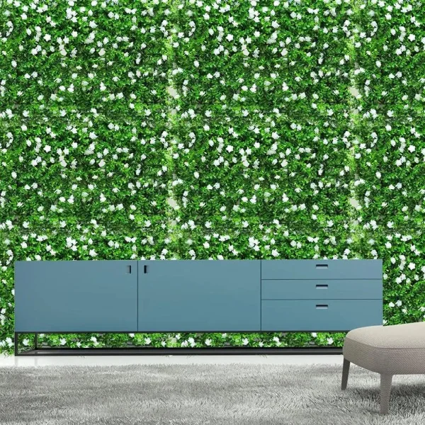 Jardin Vertical Artificial Muro Verde Frondoso Panel Plantas Verde/rosa