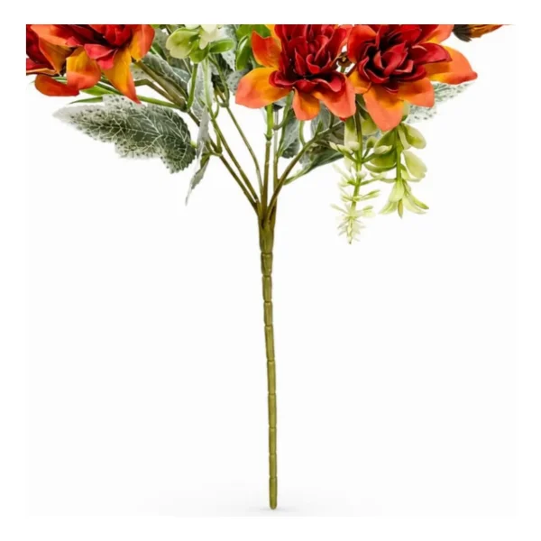 Ramo De Flores Artificiales Dalia 30cm Deco Hogar Pack X6 Naranja