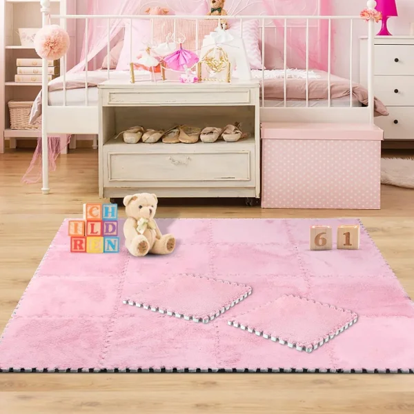 Piso Goma Eva Encastrable Peluche Alfombra Antigolpes X10 Gris