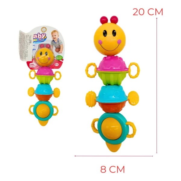 Sonajero Oruga Movil Musical Luz Sonido Bebe Didactico Amarillo