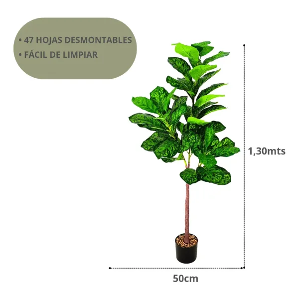 Ficus Artificial 130cm Verde Claro Expreso Polar Con Maceta Decorativa