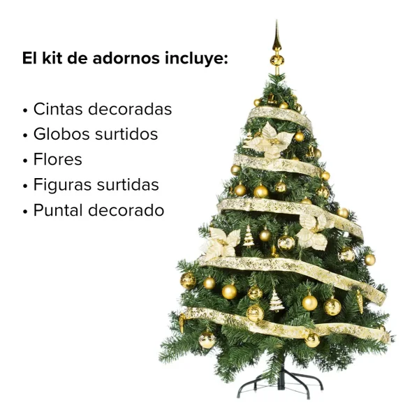 Arbol de Navidad Montañes Deluxe 1.50mts Con Adornos Kit X50