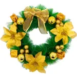 Corona Navideña Oro Decorada Feliz Navidad