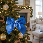 Adornos Decoración Árbol De Navidad Moños Brillante X12u