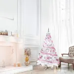 Arbol Navidad Blanco Tronador De Lujo 1.80mts + Kit Rosa