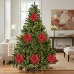 Flor 25cm Rojo Arbol De Navidad Adornos Decoracion X4u