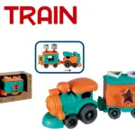 Tren Con Figuras Encastrables Juguete Eco Bioplastico Color Turquesa Personaje Tren Ecológico