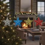 Adorno Navideño Estrella Colgante X4 Decoración Para Arbol