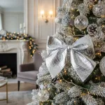 Adornos Decoración Árbol De Navidad Moños Brillante X12u