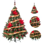 Arbol Navidad Montañes Deluxe 1.50mts Con Adornos Rojo Deco