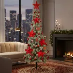 Arbol Navidad Tronador Slim Nevado 1,80mt + Kit Decoracion