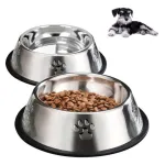 Plato Bebedero Mascota Para Agua Comida Perro Gato Plateado