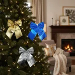 Adorno Colgante Navidad Moño 9cm Para Decoración Navideño X4