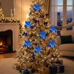 Adornos Decoración Árbol De Navidad Moños Brillante X12u