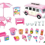 Camion De Dulces Y Helados Con Accesorios Para Muñecas Color Rosa