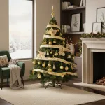 Arbol Navidad Montañes Deluxe 2,10mts Deco Oro Cybermonday
