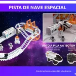 Pista De Carreras Espacial Pista Con Astronautas Cohete Y Auto Blanco