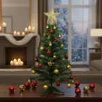 Arbol De Navidad Decorado Arbolito 1.20m Pino Carioca Color Rojo/oro