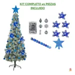 Arbol Navidad Tronador Slim Nevado 1,80mt + Kit Decoracion