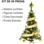 Arbol De Navidad 80cm Con Adornos 30 Piezas Oro Cybermonday