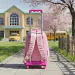 Mochila Escolar Infantil Carrito Con Ruedas Kawaii Flores