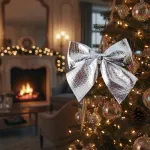 Adornos Decoración Árbol De Navidad Moños Brillante X12u