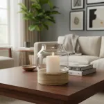 Portavela Vidrio Con Base De Madera Decoración Hogar 15cm