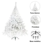 Arbol De Navidad Blanco Montañes Deluxe 1,30mts Pie Metal