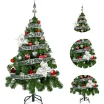 Arbol De Navidad Tronador Lujo 1,20mts Kit 30 Rojo Plata
