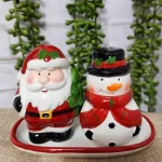 Juego De Salero Y Porta Escarbadientes Ceramica Navideño