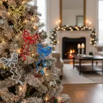 Adorno Navideño Colgante Moño X2 Decoración Navidad