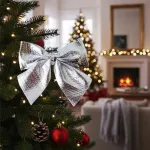 Adornos Decoración Árbol De Navidad Moños Brillante X12u