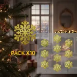 Adorno Colgante Copo De Nieve Decoración Arbol Navidad X10u