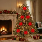 Adorno Navideño Decoracion Arbol De Navidad Moño 14cm