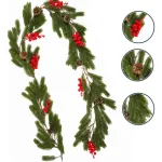 Guirnalda Navideña De Pino Muerdago Colgante Con Bayas Deco