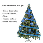 Arbol De Navidad Tronador Lujo 2,10mts Pino Decorado Azul